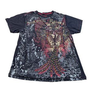 Pepe Jeans Y2K Embroidered T Shirt Black And Red Size Extra Large 100% Cotton